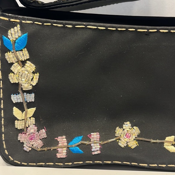 Black Purse with Beaded Embellishments. Pre owned - Picture 2 of 4